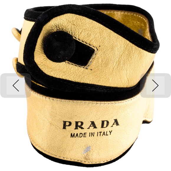 Prada Jewelry - Prada Gold and Black Leather & Suede Cuffs Fir Wristband Or Ankles